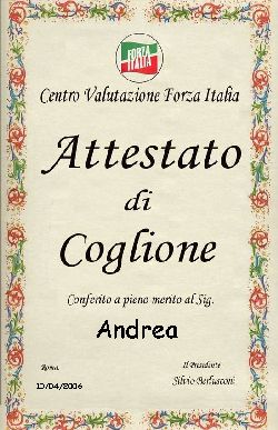 attestato di un coglione